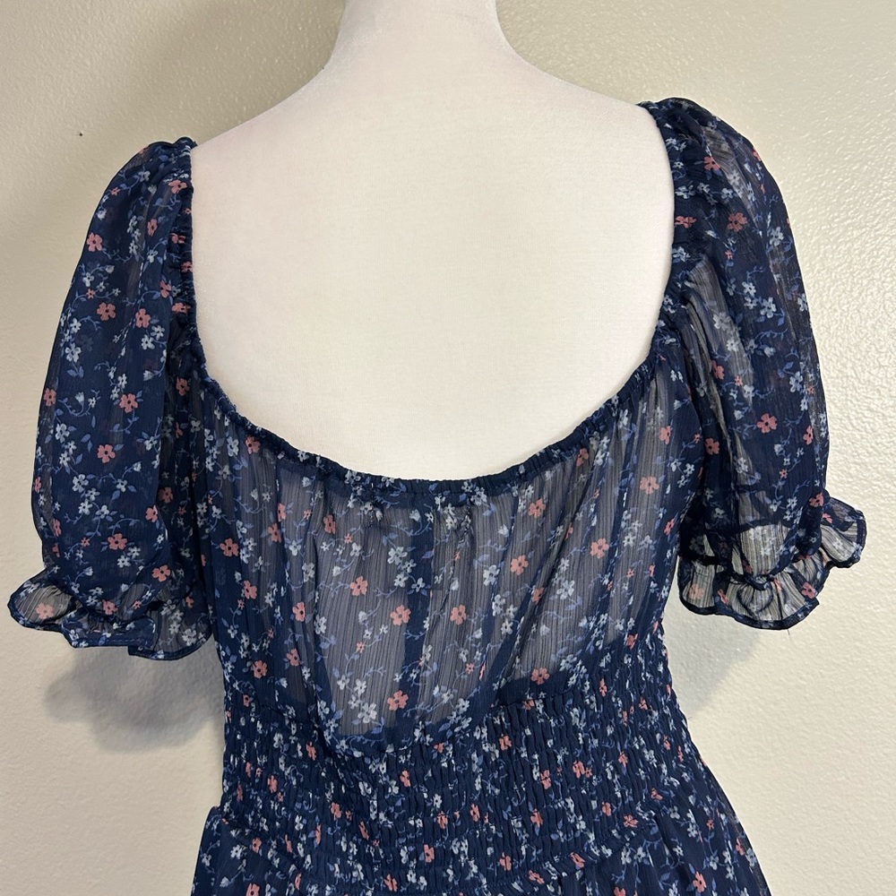 Altar'd State Navy Blue Floral Midi Dress - Picture 4 of 6